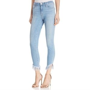 Frame Denim Le High Rise Skinny Shredded Raw Hem Light Wash Jeans Women's 30